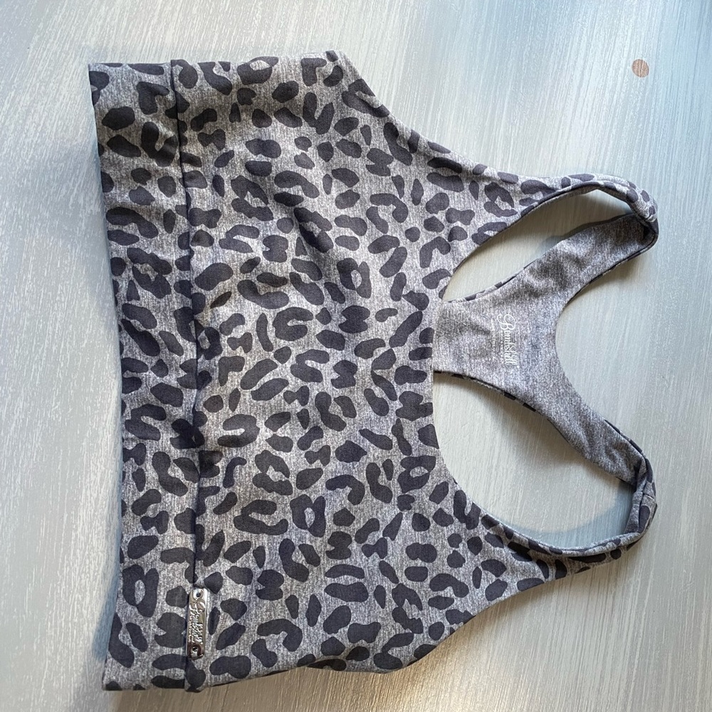 Bombshell sportswear grey cheetah print sports bra. Size m